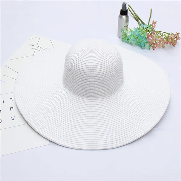 Элегантная женская бумажная соломенная шляпа, упаковываемая с широкими полями, Солнцезащитная шляпа, дамская шляпа, широкополая шляпа Кентукки, Дерби, летняя пляжная шляпа, шляпа, самодельная шляпа - Цвет: White