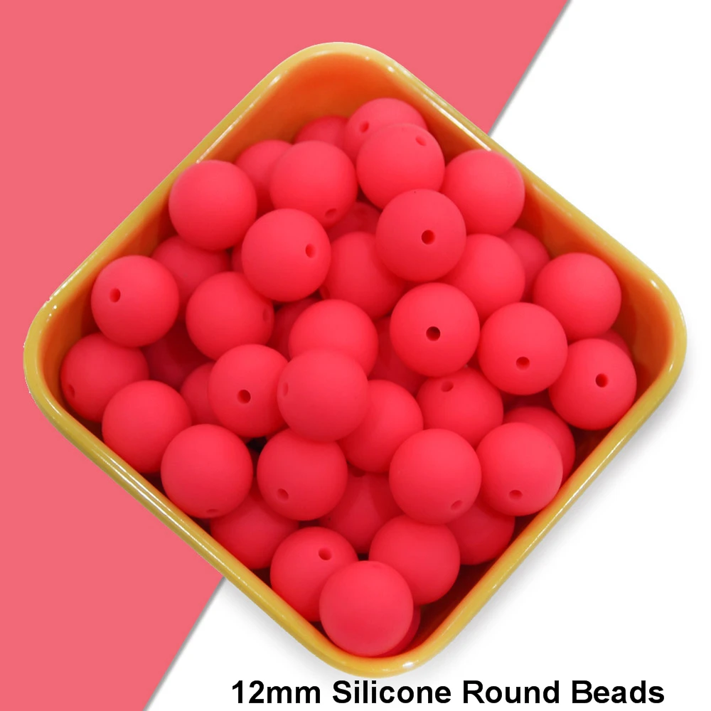 Happyfriends 10pcs 12mm Silicone Teething Bead Baby Chewable Pacifier Clips Beads Food Grade Silicone BPA FREE Teether Toys