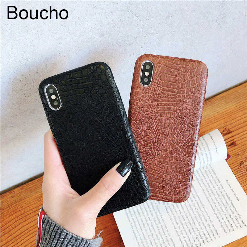Boucho Винтажный чехол для телефона с крокодиловым узором iphone XS Max XR X 8 7 6S 6 Plus задняя
