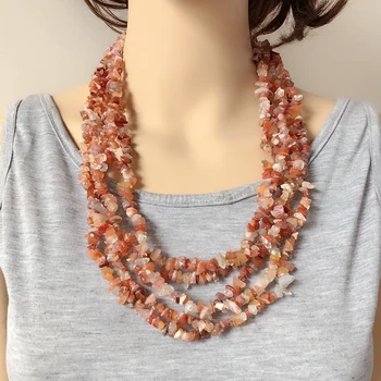 

Free Shipping Layers Statement Chunky Natural Stone Fashion Necklace