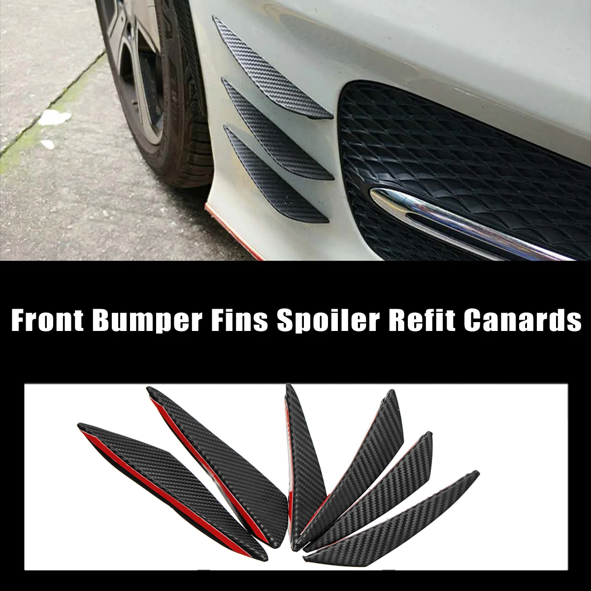 6 piezas Universal de fibra de carbono para coche/parachoques delantero automático aletas Spoiler Canards reajuste partes exteriores parachoques 6 piezas Universal de fibra de carbono para coche/parachoques delantero automático aletas Spoiler Canards reajuste partes exteriores parachoques