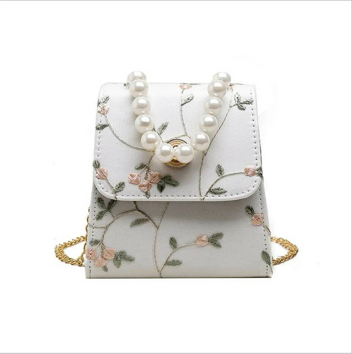 

New Brand Mini Small Shoulder Bag floral print shoulder bags 2019 Fashion Women Handbags With Pearl Fashion Lace Chain Bags