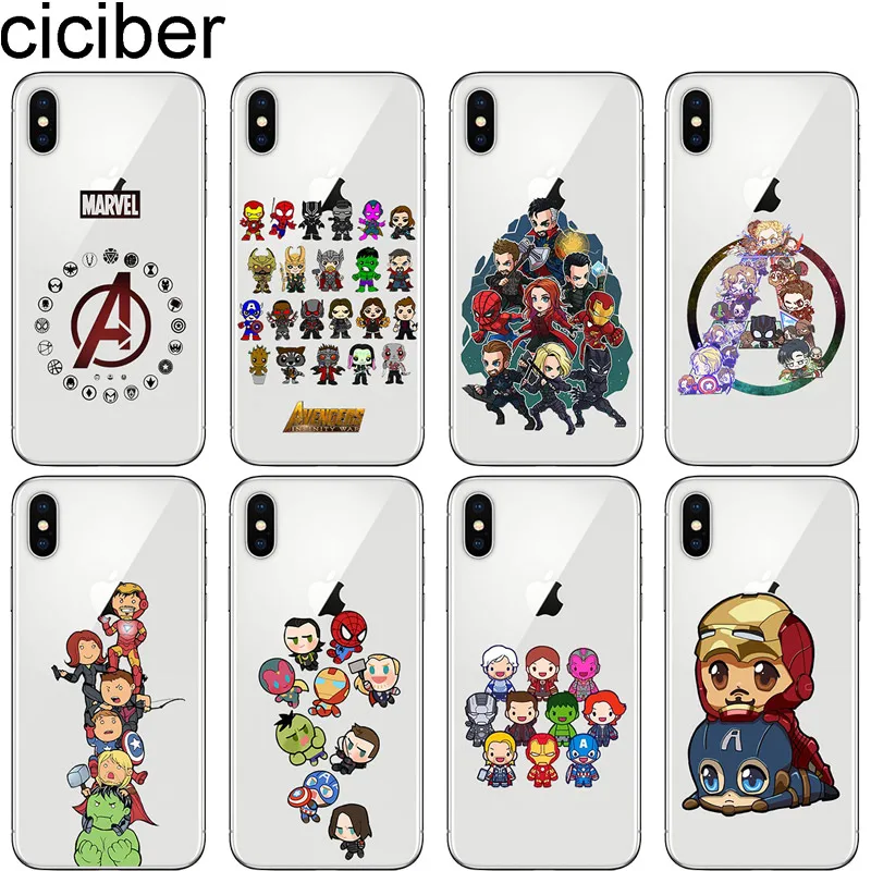 

cicibers Marvel Cartoon Iron Man Phone Cases for iphone 11 Pro Max 7 8 6 S Plus 5 5S SE Soft TPU Cover for iphone X XR XS MAX