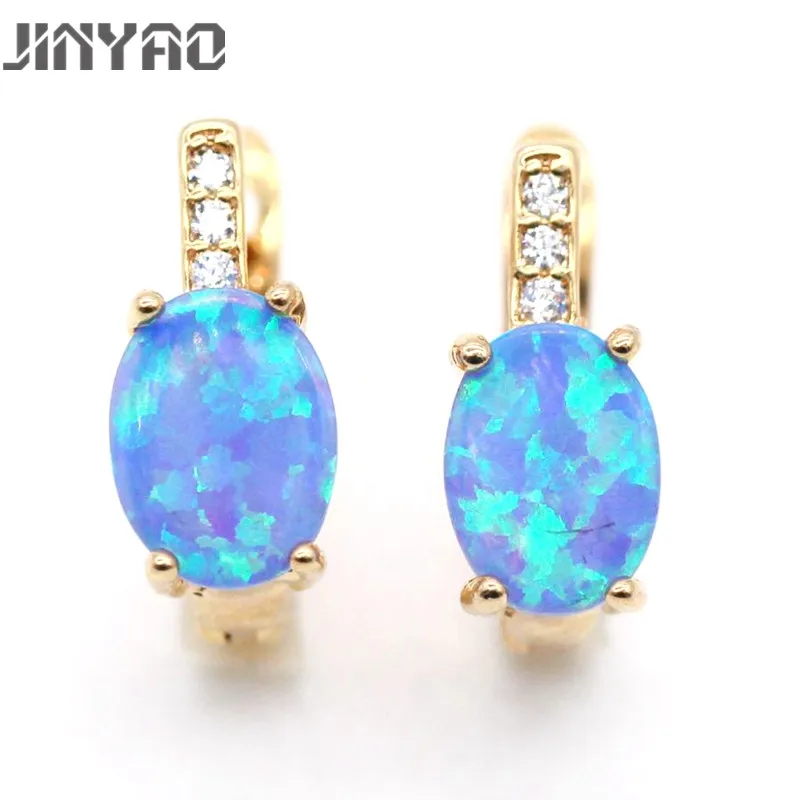 

JINYAO Jewelry Best Gift Romantic Natural Fire Opal 925 Gold Plated Earrings For Women Anniversary 5colors