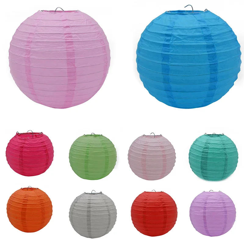 5 Sizes Chinese Paper Lantern Artificial Round Ball DIY Handmade Paper Craft Wedding Party Decor Hanging Lantern Home Decor 7Z