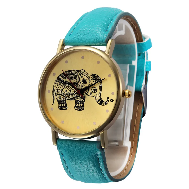 

2016 Retro Elephant Patterns Leather Band Analog Quartz Vogue Wrist Watches Fashion Women Ladies  relogio feminino Gift Hot Sale
