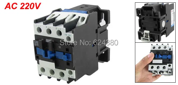 CJX2 3210 220V Катушка двигателя стартера управления DIN Rail Mount AC Контактор 3 P три полюса +