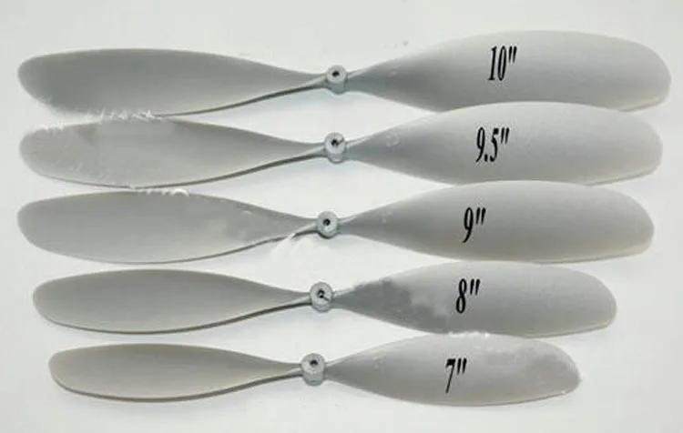 

Yuenhoang 10Pcs 2-Blade Propeller 7'' 10'' 8'' Black Elastic Propellers for RC Models Helicopter FPV Quadcopter Silver