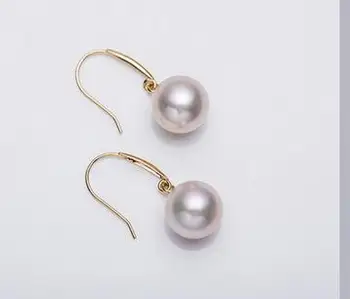 

free shipping >>>>noble jewelry gorgeous 10-11mm south sea round white pearl earring 14k