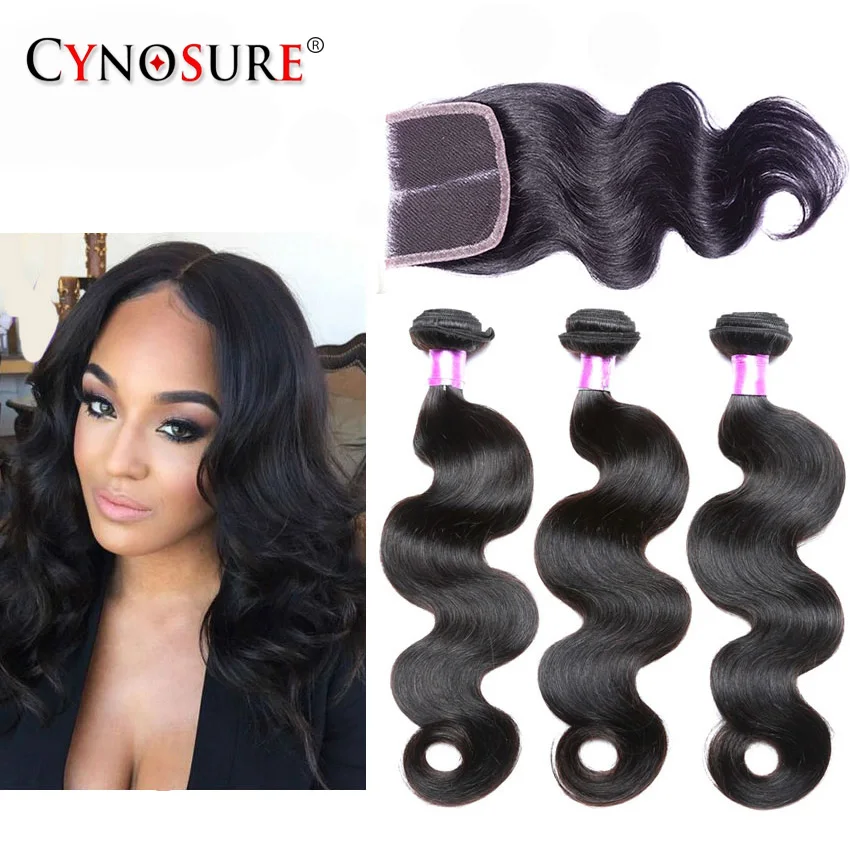 Grade 7A Brazilian Virgin Hair With Closure Cheap Brazilian Human Hair Weave 3 Bundles Brazilian Body Wave With Lace Closure