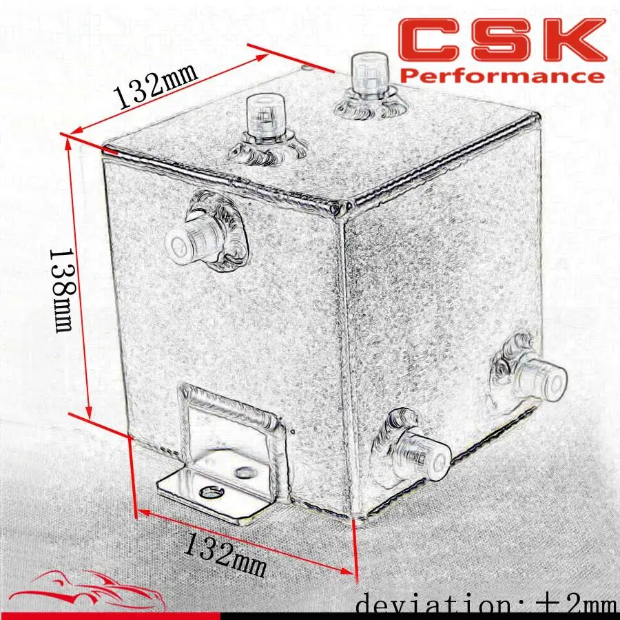 2 литра полированный полный бак перенапряжения топлива вихревой горшок системы W/Масляный шланг+ фитинги