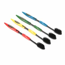 Хит, 4 шт., двойная ультра мягкая зубная щетка, бамбуковый уголь, нано-щетка для ухода за полостью рта, нано-Антибактериальный инструмент для ухода за зубами, черные головки