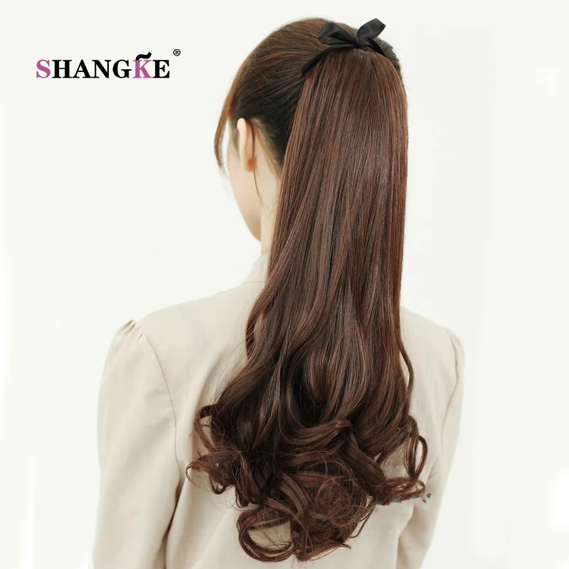 SHANGKE Long Wavy Ponytail Natural Fake Hair Tails Women Heat Resistant Synthetic Ponytails Women Fault Hair Pieces Hairstyle