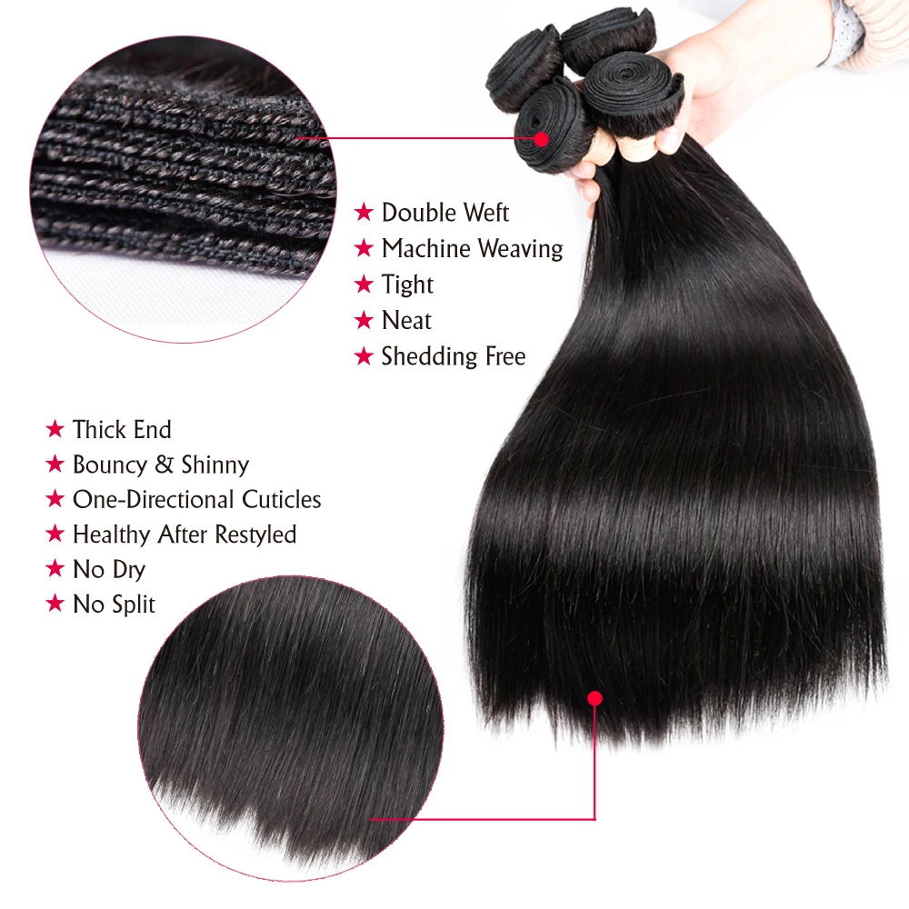 Sapphire Brazilian Straight Human Hair Weave Bundles Natural Color Remy Human Hair Extension Brazilian Human Hair Bundles