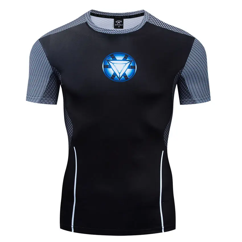 Мужская футболка с коротким рукавом супер герой 3D футболка облегающая стрейчевая мужская футболка мужская Спортивная футболка фитнес-футболки Йога футболка для тренировок 4XL