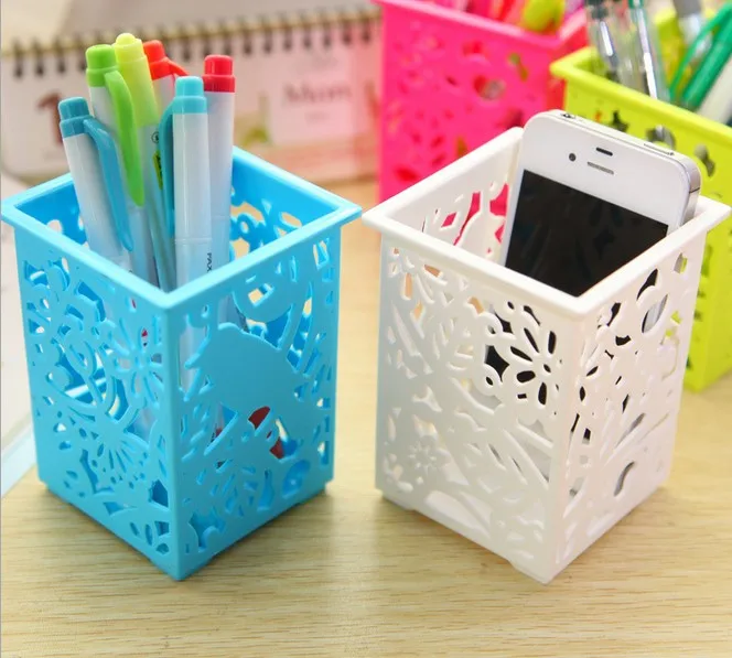 1PC Desktop Plastic Square Hollow Storage Organizer Pencil Storage Box