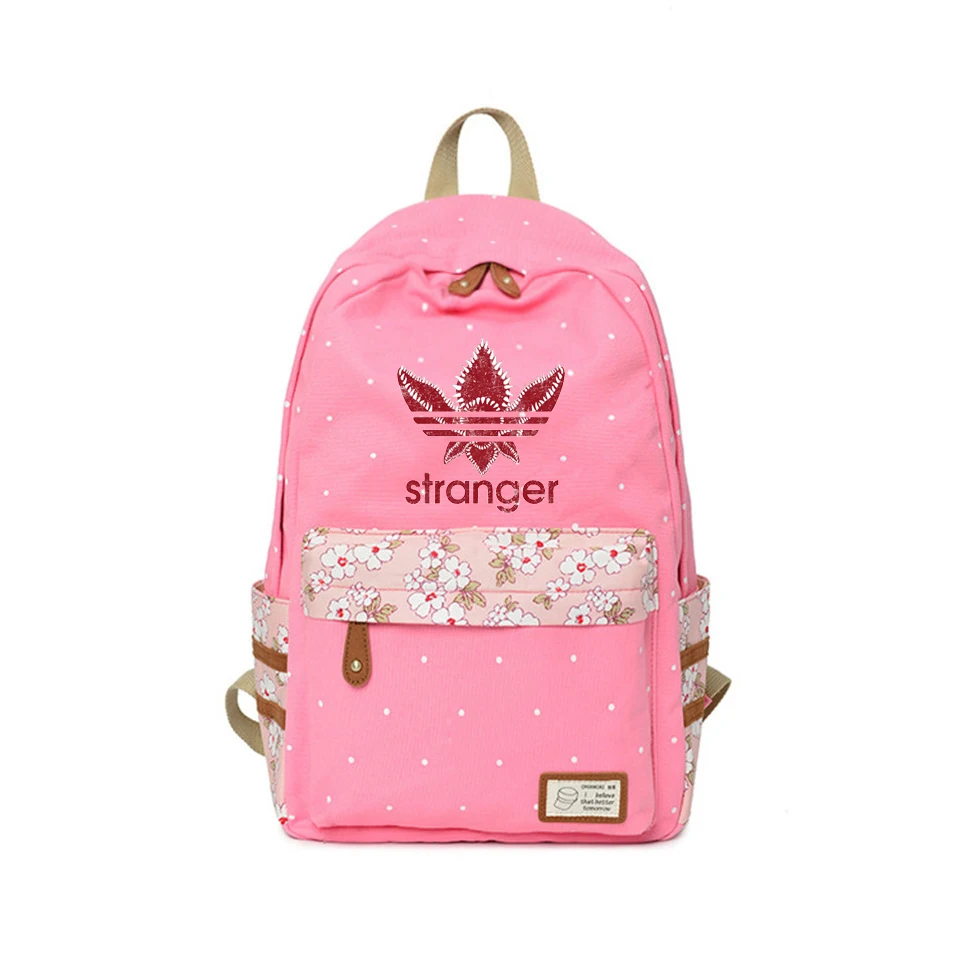 

2018 Kpop Sranger things Backpack Flower wave point Rucksacks girls travel Shoulder Bag Women rugtas mochila escolar canvas bag