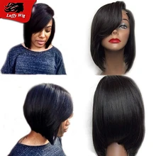 Virgin Hair Silky Straight Short Bob Wig 100% Unprocessed Full Lace & Lace Front Human Hair Bob Wigs For Black Women With Bangs