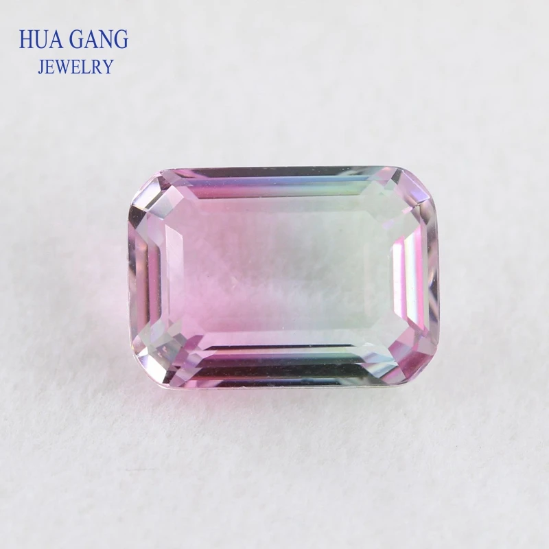 보석 제작용 팔각형 수박 토르말린 스톤, 합성 유리 루즈 비즈, 크기 4x6mm-13x18mm