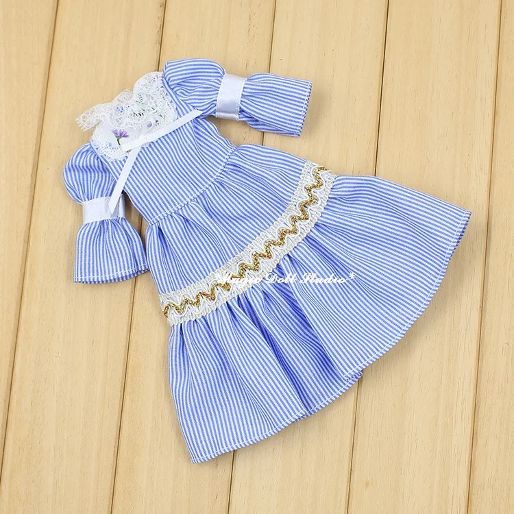 

[MG533] Free Shipping Blythe Doll Dress # Blue Stripe Long Dress Fit For Blythe Azone Doll Clothes For Retail