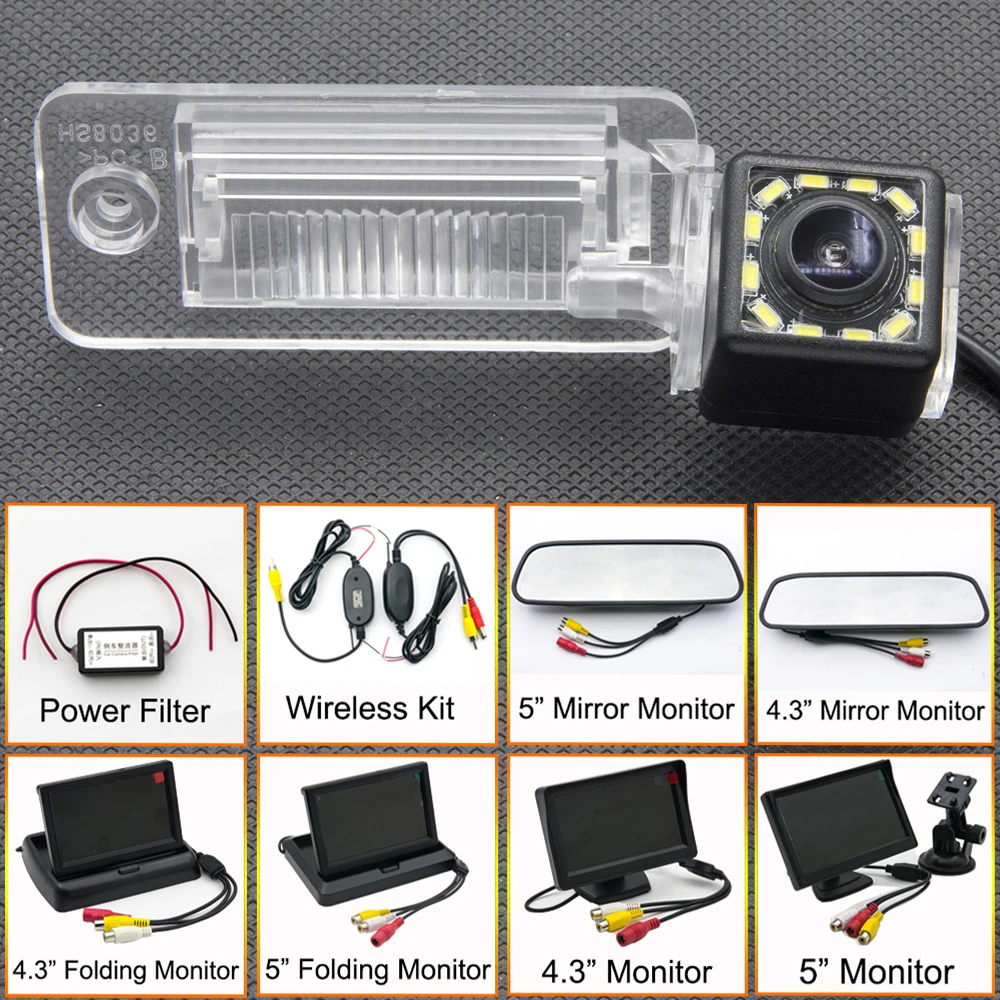 

12LED HD Night Vision Car Rear View Reverse Camera Wireless Backup Parking Monitor For Audi A6L A4 A3 Q7 S5 A8L 2009 2010 2011