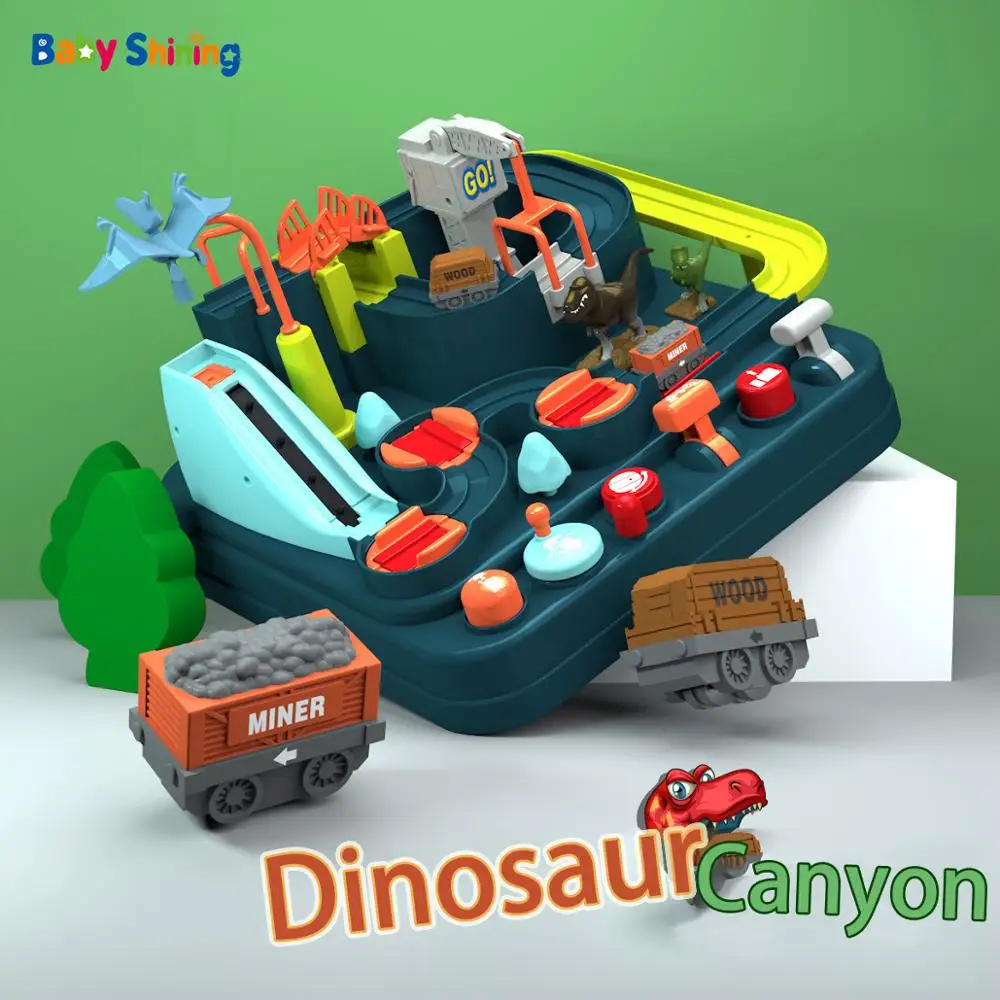 

Baby Shining Kids Plastic Model Building Toy Children Puzzle Train Track Toy Boy Dinosaur Set Car Adventure Big Birthday Gift