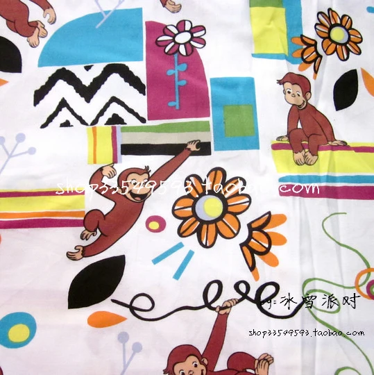 

100*140cm Cartoon Curious George Clever monkey cotton fabric For Sewing diy Patchwork baby shirt clothes