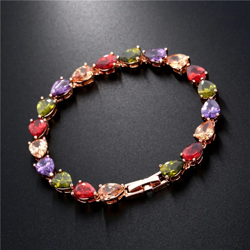 1 PC Shiny Bling Women Zircon Bracelet Colorful heart Copper Bracelets For Jewelry | Украшения и аксессуары