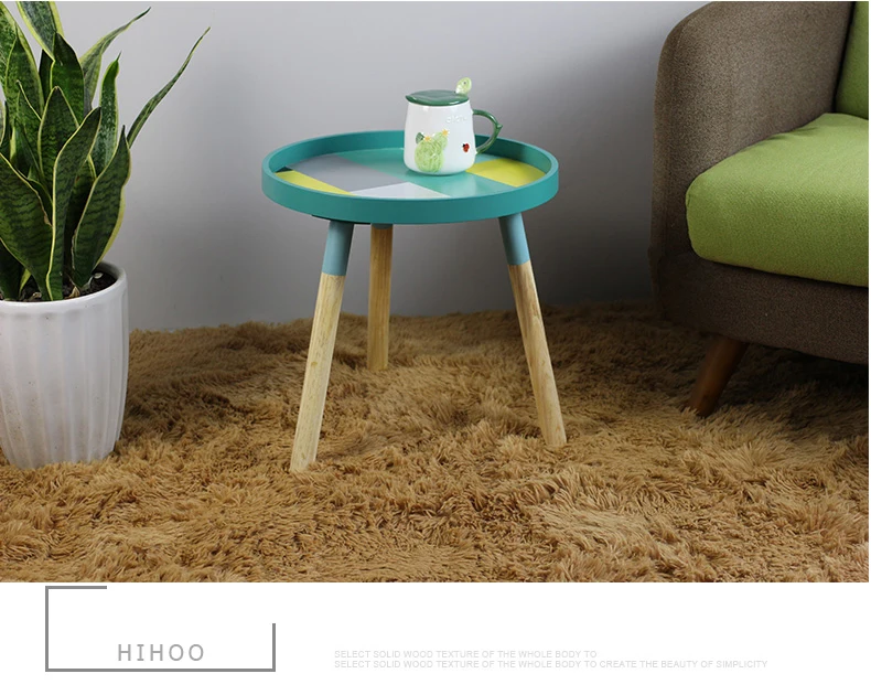 Nordic Living Room Tea Table Coffee Round Table Mini Bedside Simple Bedroom Solid Wood Corner Table Side Tables Furniture