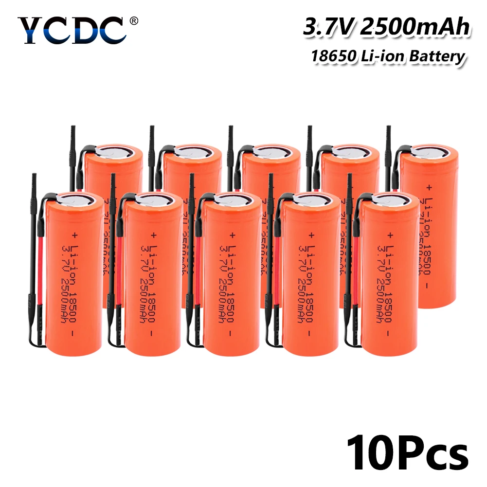 

18500 Li-ion Battery 3.7V 2500mAh Batteries electronic cigarette rechargeable high-discharge + DIY Linie With Connection Wires