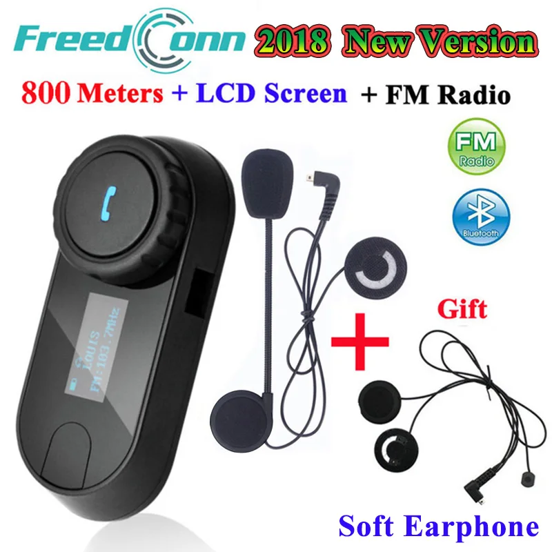 FreedConn TCOM SC Bluetooth Intercom Motorcycle Helmet Wireless Headset Interphone with LCD FM Radio Extra Soft