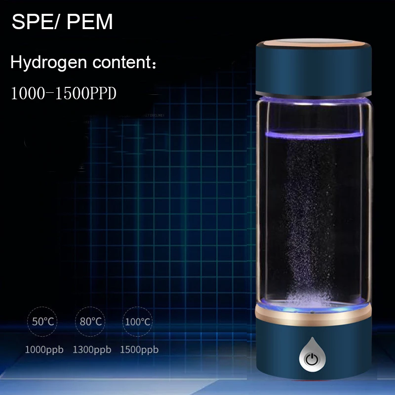 SPE/PEM водород богатый генератор бутылка с ионизатором воды со сливным отверстием Seperate H2 и O2 высокочистый водород ПЭТ бутылка использования - Цвет: Синий