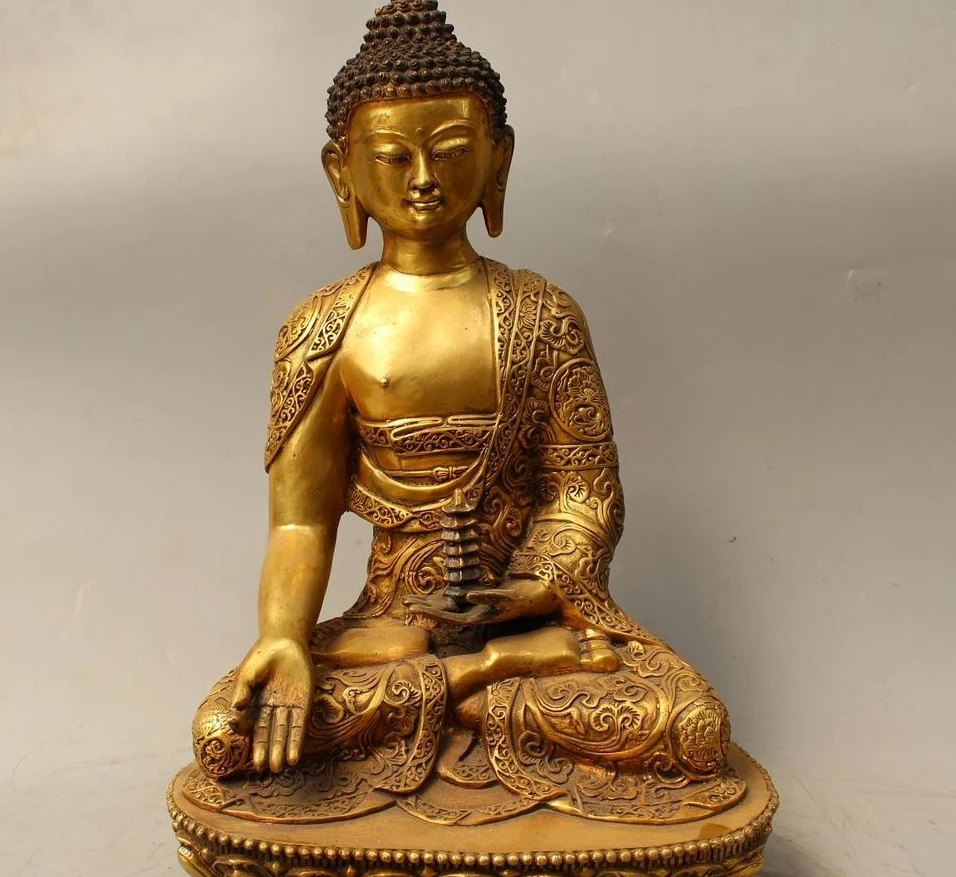 

18" Tibet Buddhism Bronze Gild Sakyamuni Shakyamuni Amitabha Buddha pagoda