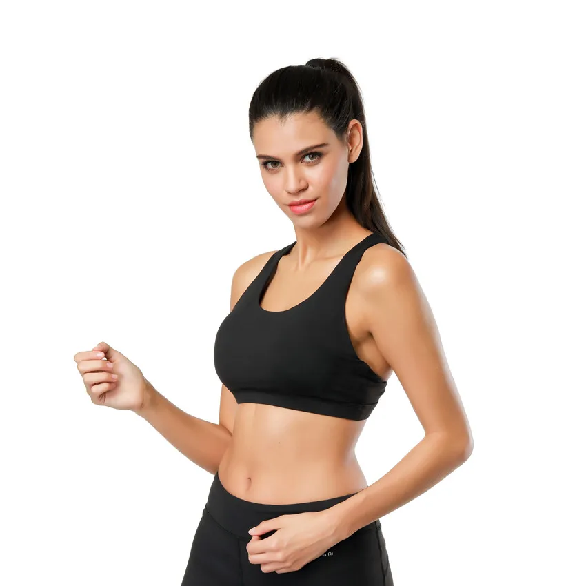 Dragon Fit, женский спортивный бюстгальтер для бега, для спортзала, без проволоки, Вибростойкий, пуш-ап, бюстгальтер для йоги, женское Бесшовное нижнее белье, спортивный топ для фитнеса - Цвет: black