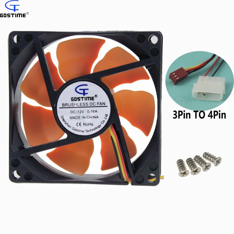 1Piece 8CM Ultra Quiet Silent Cooling Fan 80mm 25mm DC 12V for PC CPU