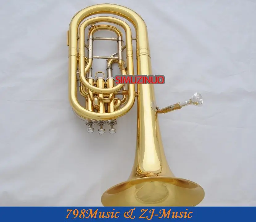 

Professional NEW Gold Compensating Baritone horn B-Flat Monel Valves With Case