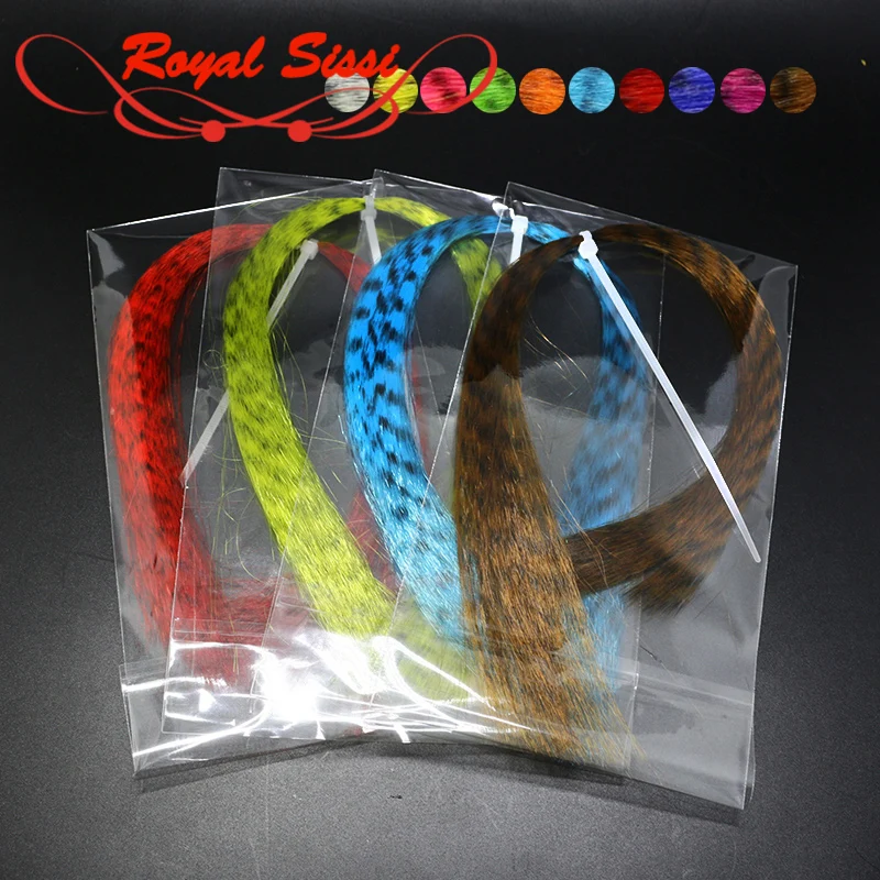 10 Colori Facoltativi Zebra Grizzly Fly Tying Minnow Fiber Nero Sbarrate Fiber Sintetiche Dei Capelli Pike Streamers Fly Tying Fmaterials