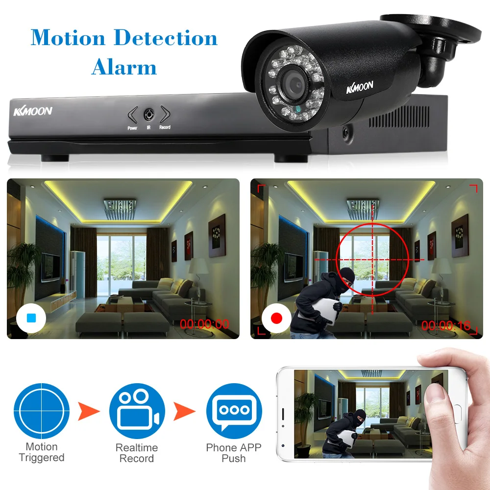 KKMOON 16CH 960H D1 CCTV DVR рекордер комплект 12 шт. 800TVL цилиндрическая камера безопасности Система ИК Всепогодная система наблюдения комплект