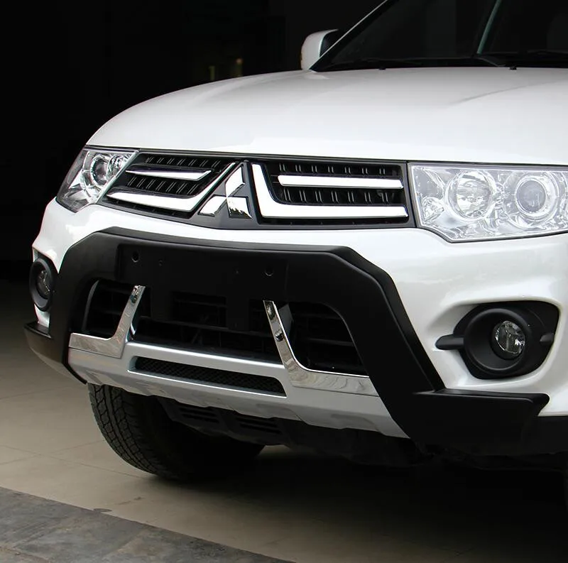 Для Mitsubishi Pajero Sport 2013- Передний+ задний бампер диффузор бамперы защита для губ защитная накладка ABS хромированная отделка 2PES