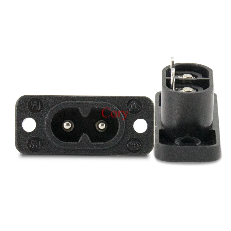 

5PCS IEC320 C8 2 Terminal Power Plug Inlet Socket AC 250V 2.5A Screw Mount Black CZYC