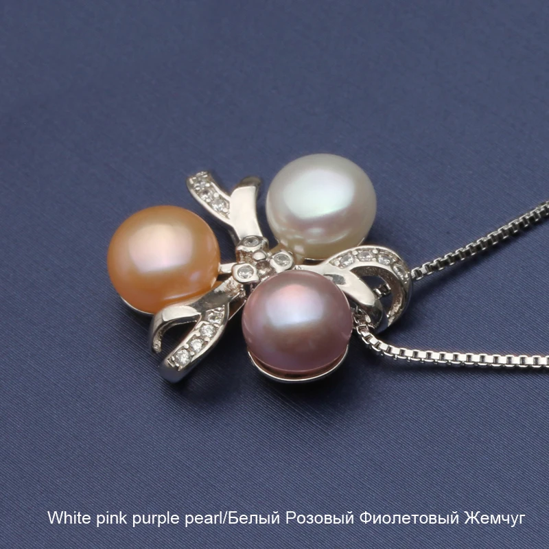 Настоящая 925 Серебряная подвеска с жемчугом Женская, красочное Настоящее натуральное пресноводное жемчужное ожерелье подарок на день рождения для девочки