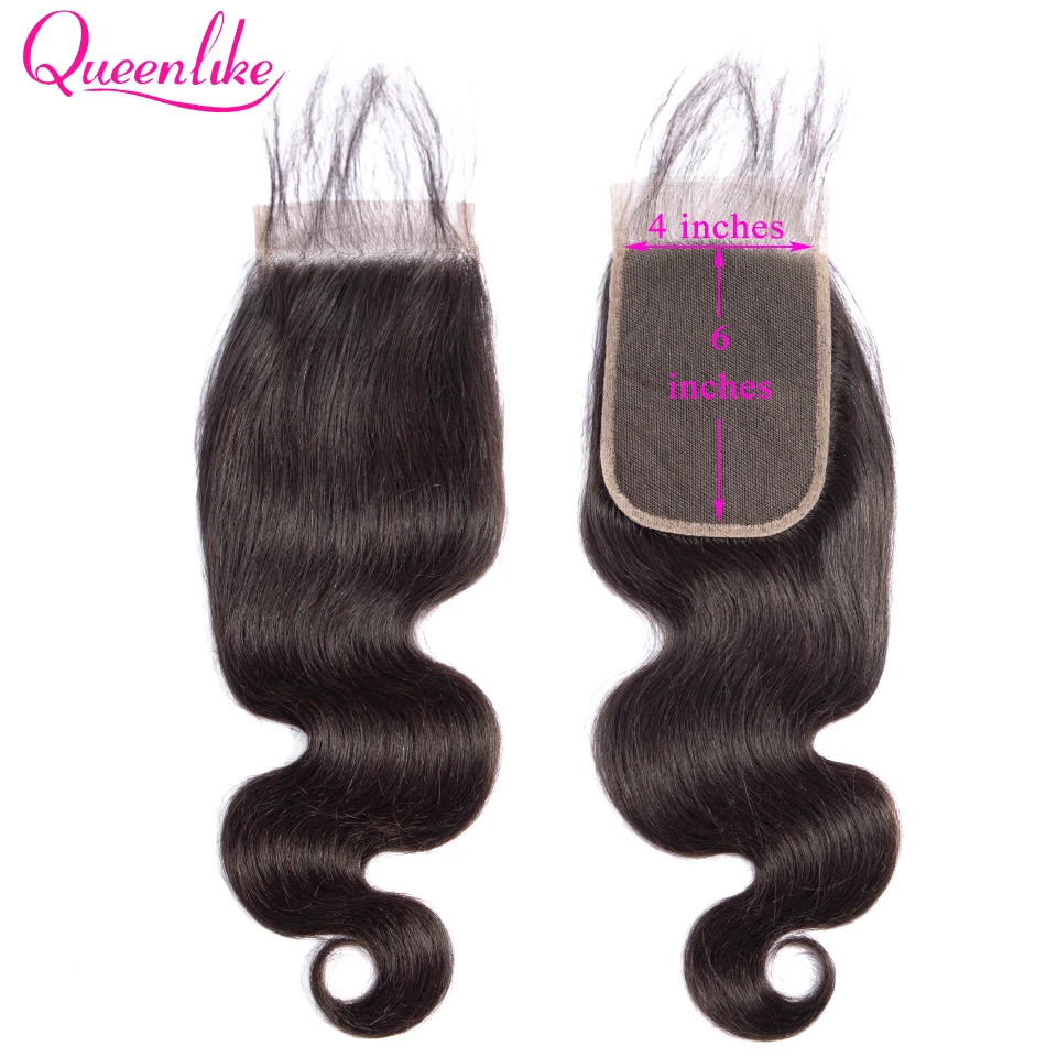 

Queenlike Body Wave 4x6 Lace Closure Pre Plucked With Baby Hair Natural Hairline Remy Brazilian Human Hair 4*6 Kim K Closure