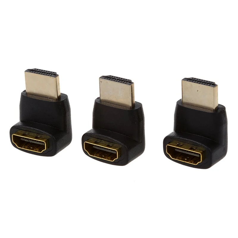 Three (3) Pack of HDMI 270 Degree/Right Angle Connectors/Adapters