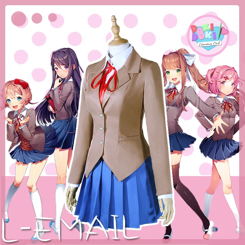 Novedan Sayori Yuri Natsuki Monika Cosplay Costume Doki Literature Club School Uniform Anime Halloween Costumes For Women -Zentai shop online