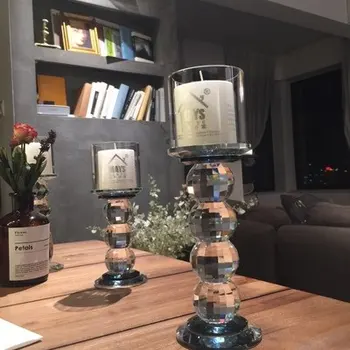 

European transparent glass crystal candlestick candle cup romantic wedding table fireplace decorations ornaments candlelight din