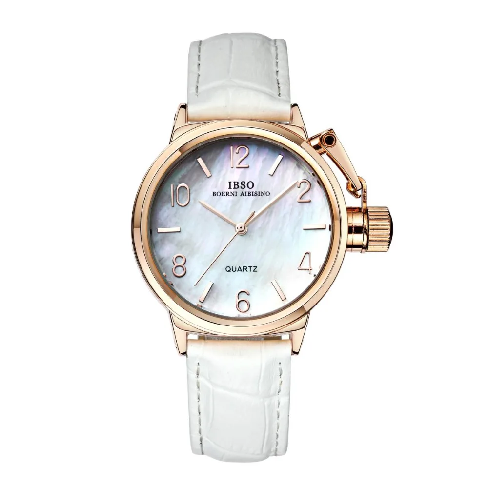 

IBSO High Quality Quartz Watch White MOP Dial Round Rose Gold Watches for Women S8109L