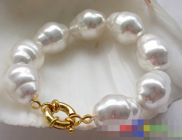 

FREE SHIPPING>>>@@ > 12698 pyriform white SOUTH SEA SHELL PEARL bracelet