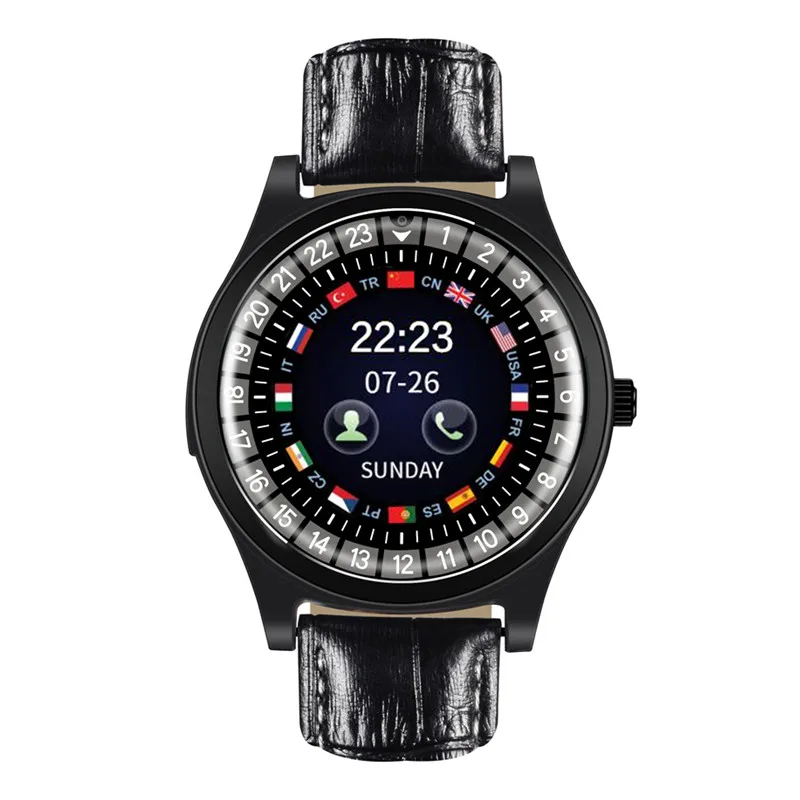 

New Smart Watch Phone Leather Round Touch Screen Wristwatch With SIM Card Slot HD Camera Business Bluetooth Sport Smartwatch