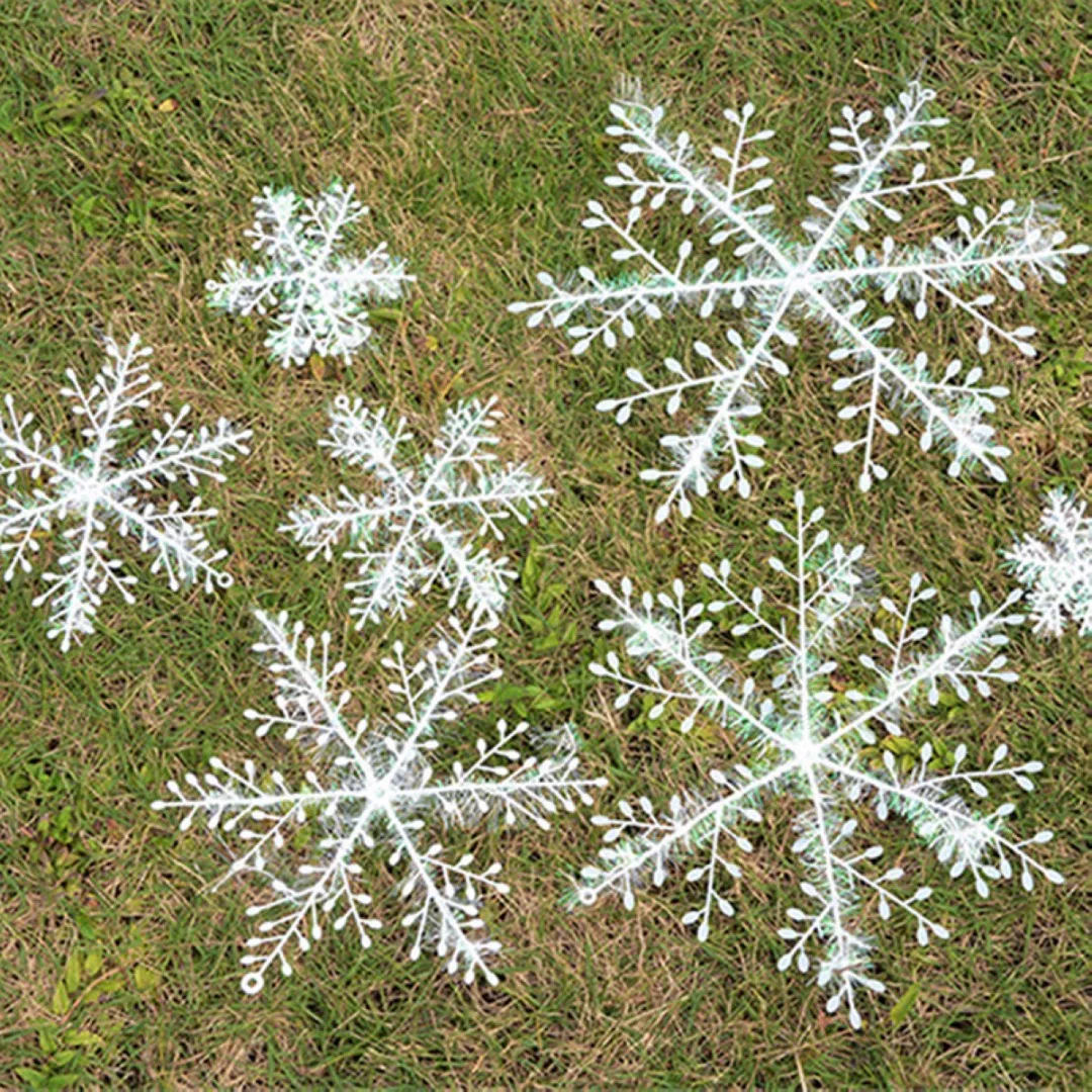 DIY 30/60PCS Classic White Snowflake Ornament Christmas Tree Hanging Decorations