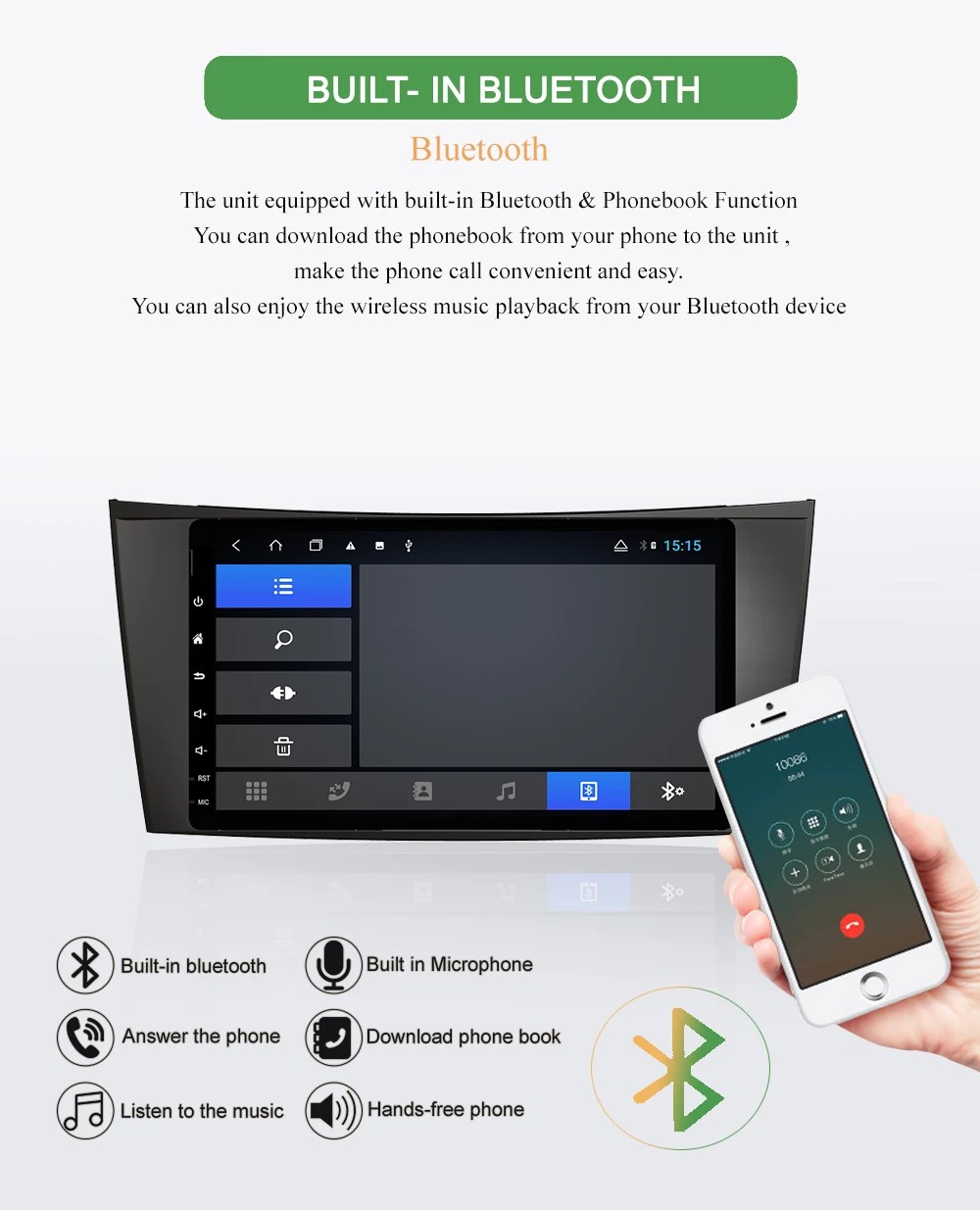 Excellent BONROAD Android Car Multimedia Player Stereo For For Mercedes/Benz/E-Class/W211 W219 W463 CLS350 CLS500 CLS55 E200 E220 E240 E27 6